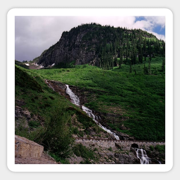 Haystack Falls, Glacier N.P., Montana Sticker by rodneyj46